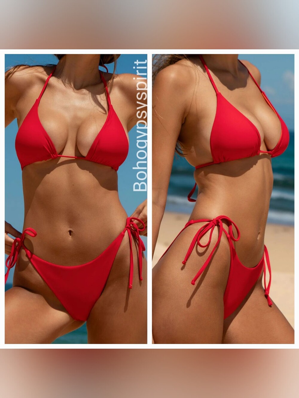 NWT $110 Berlook Econyl Red Reversible Bikini Set, Extra Large